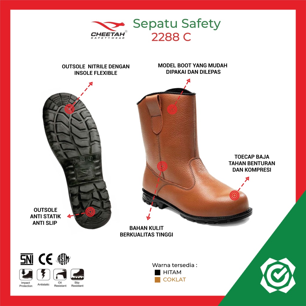 Sepatu Kerja Safety Boots Cheetah 2288C