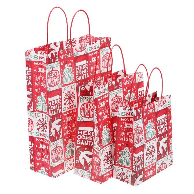 

AG BEST 12PCSLOT CHRISTMAS KRAFT PAPER BAG SANTA GIFT BAG CANDY BAG DGFXG6563