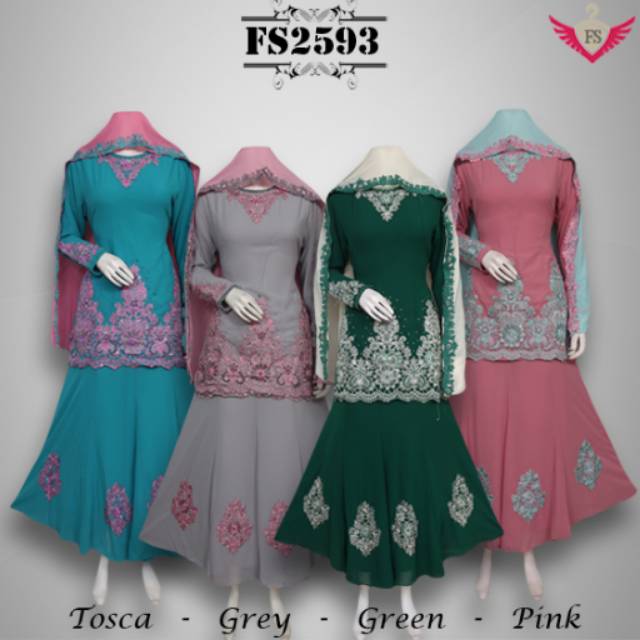 Setelan Pesta Ceruty Rafika Plus Pashmina