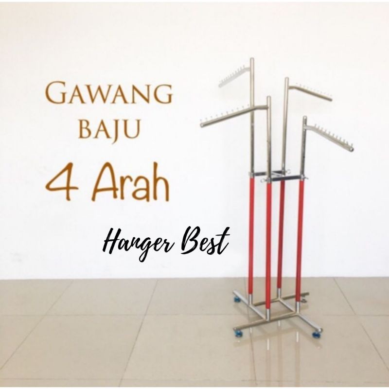 Hanger Gawang 4 Arah Standar / Gamis | Gantungan Baju 4 Sisi | Multifungsi Display Toko / GANTUNGAN BAJU HANGER / Bisa Bongkar Pasang