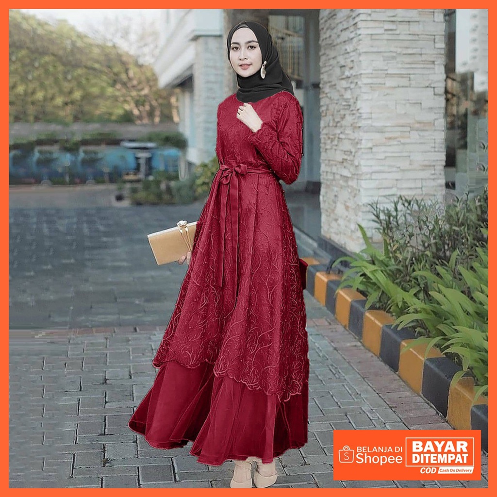 BISA COD BAYAR DI TEMPAT - GAMIS BROKAT SABRINA GAMIS BRUKAT TULE PREMIUM MAXI DRESS OUTFIT KONDANGAN - DRESS PESTA KEKININAN SERAGAM BRIDESMAID