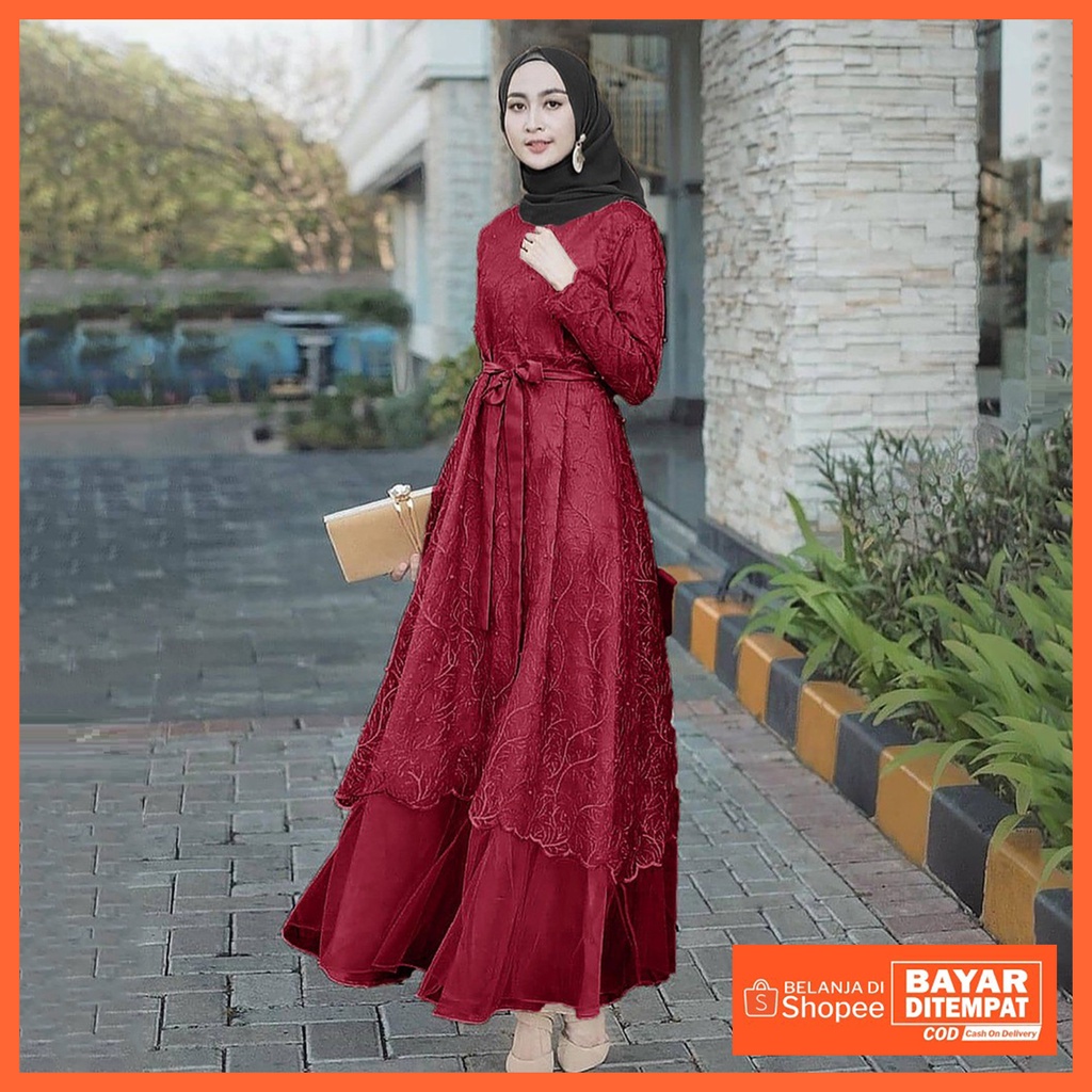 BISA COD BAYAR DI TEMPAT - GAMIS BROKAT SABRINA GAMIS BRUKAT TULE PREMIUM MAXI DRESS OUTFIT KONDANGAN - DRESS PESTA KEKININAN SERAGAM BRIDESMAID