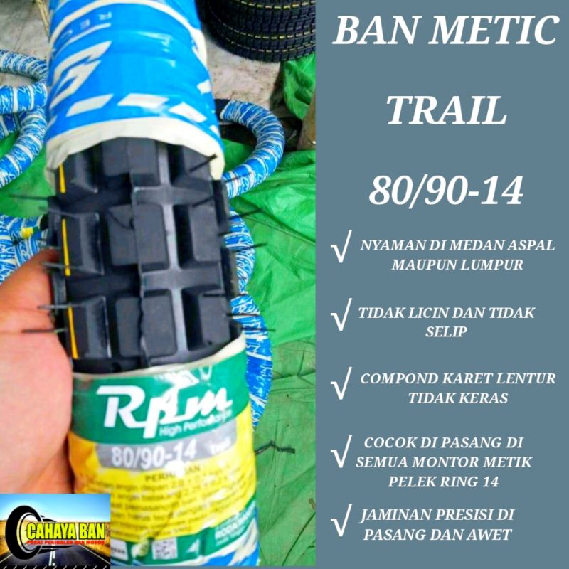 Terlaris Ban Motor Metic Trail 80/90-14 Ban Metic Ban Trail Ban Cangkul Ban Vario Mio Beat Semi