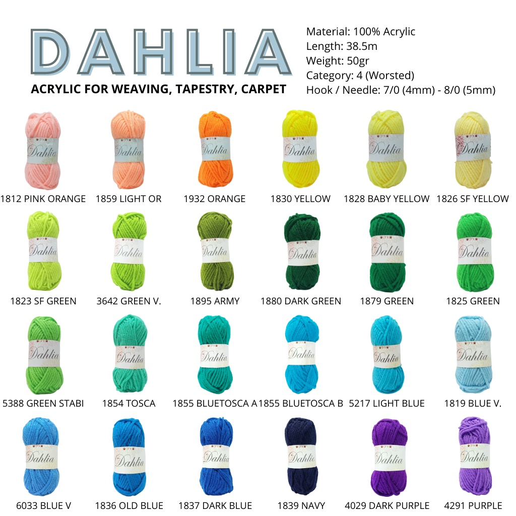 BENANG RAJUT KARPET DAHLIA / CARPET YARN DAHLIA (mirip KINLON) / WEAVING TAPESTRY CARPET