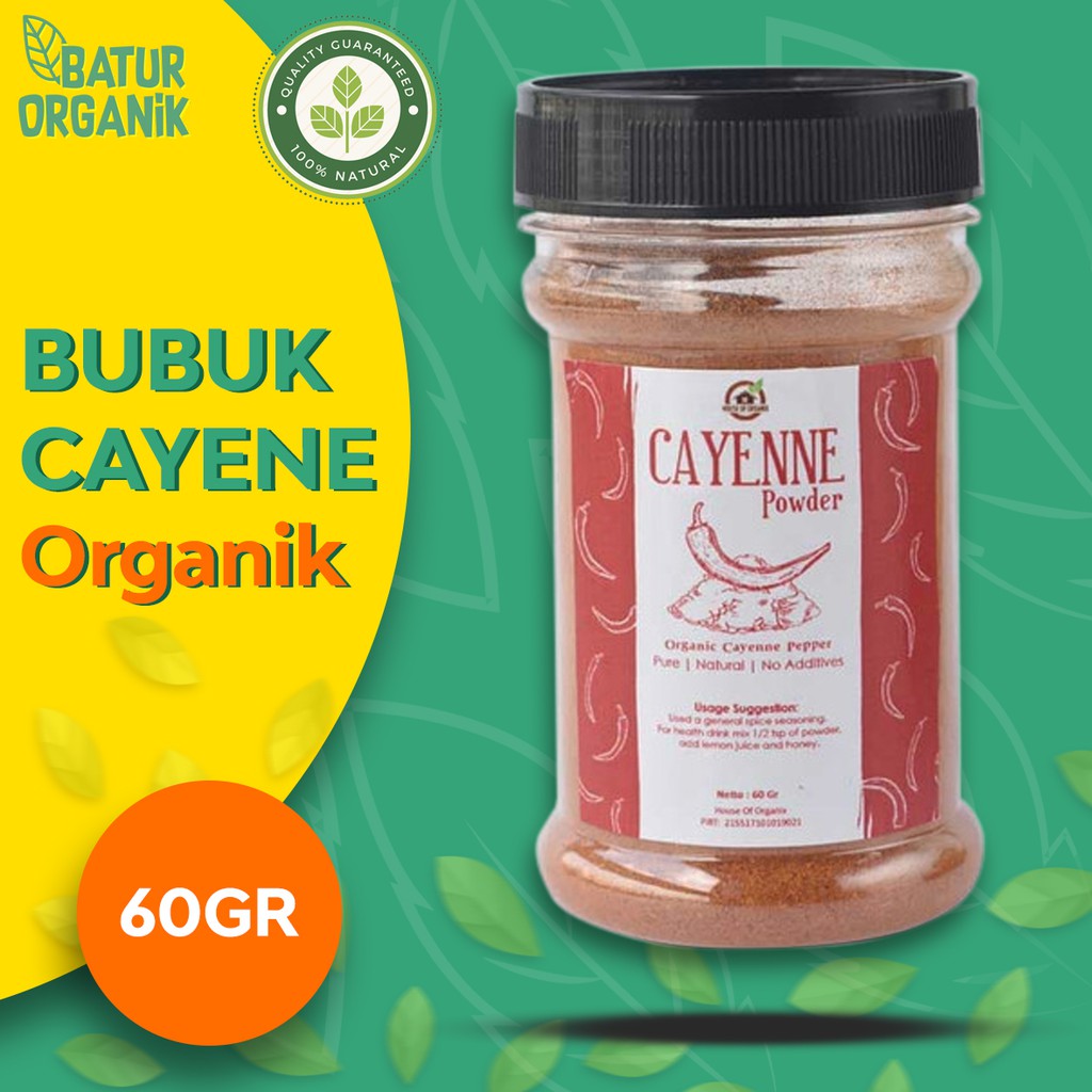 

BUBUK CABE PEDAS ORGANIK NATURAL CAYENNE PEPPER POWDER 60Gr