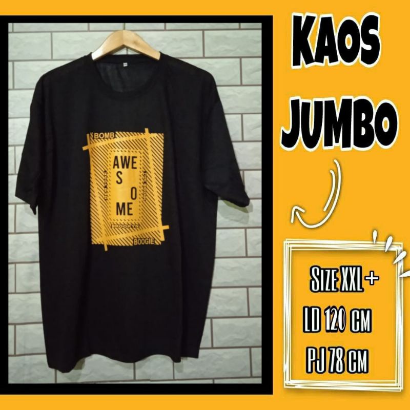 Kaos XXL+ Warna Hitam, Kaos Jumbo, Kaos Bigsize, Kaos Pria