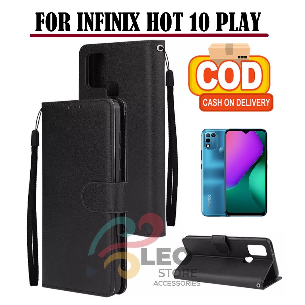 DOMPET HP UNTUK INFINIX HOT 10 PLAY (2021) NEW LEATHER FLIP CASE INFINIX HOT 10 PLAY (2021) NEW