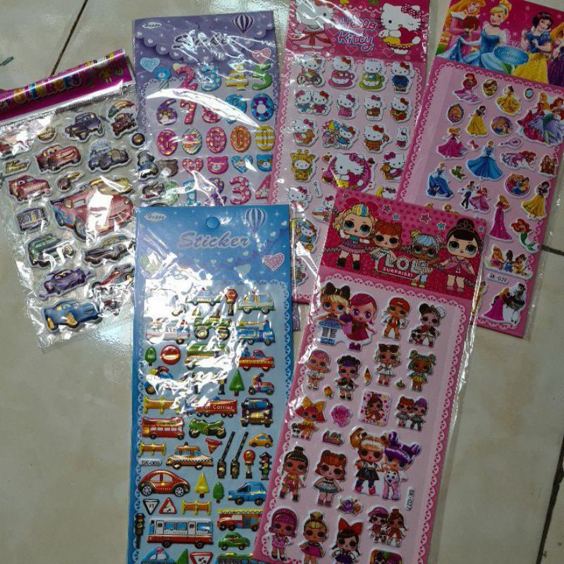 Sticker anak 3D Gliter karakter murah