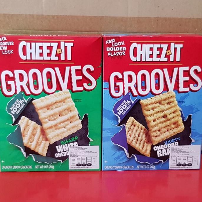 

TERLARIS CHEEZ IT GROOVES BAKED CRACKERS KRAKER PANGGANG KEJU IMPOR USA 255 GR - ZETSY CHEDDAR