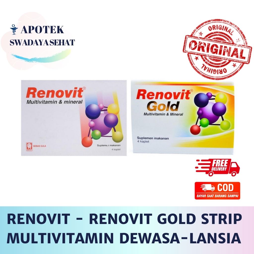 RENOVIT Strip Dan Renovit Gold Strip - Multivitamin Dewasa Dan Lansia 4 Tablet