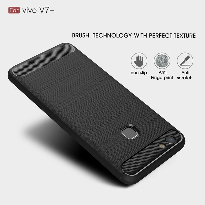 FIBER LINE Vivo V7 spigen like soft case casing carbon tpu anti shock         / Case HP / Casing HP