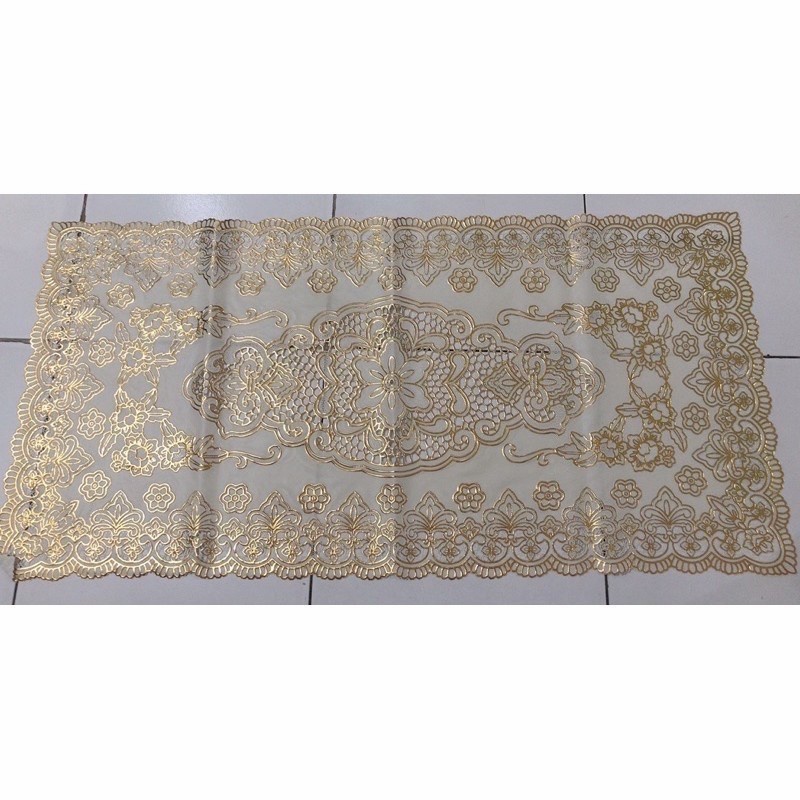 Taplak Meja Tamu Gold Motif Anti Air Ukuran P=80 cm ,L=40 cm