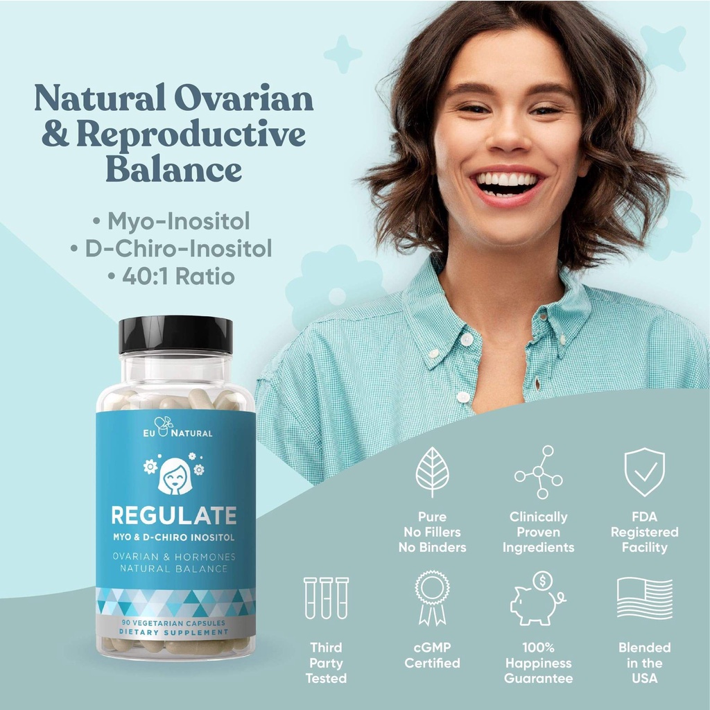 Eu Natural / Eunatural REGULATE- Myo-Inositol &amp; D-Chiro 90 Kapsul - Obat PCOS &amp; Penyubur Kandungan Wanita Original USA