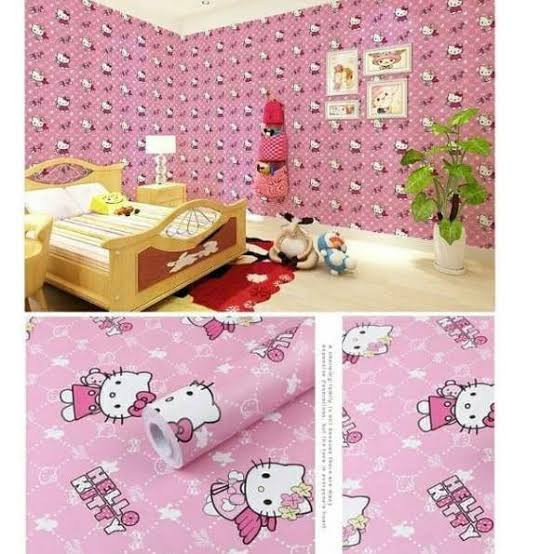 Wallpaper Dinding Stiker Karakter Hellokitty Ukuran 45 cm x 10 m