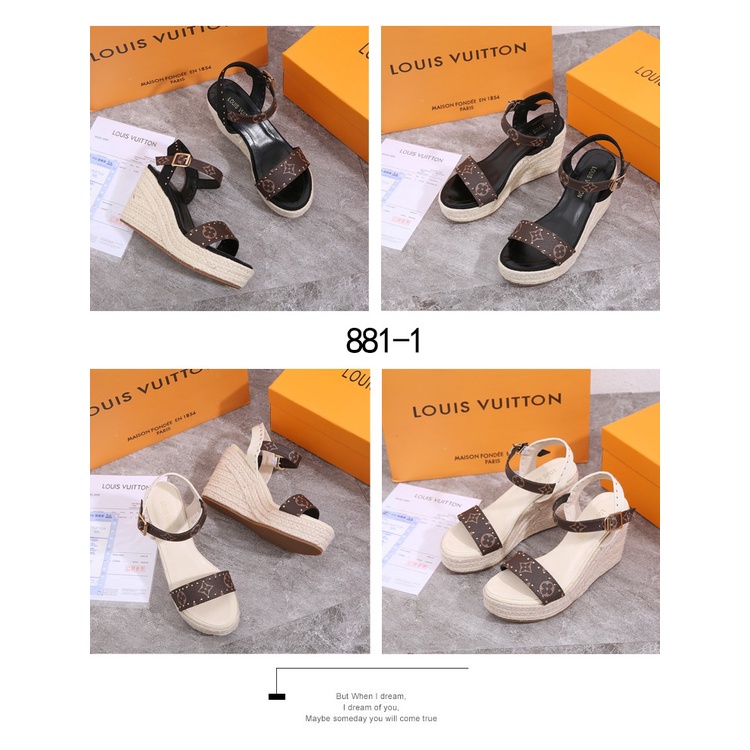 Open Toe Platform Casual Style Block Heels Mules Logo #881-1