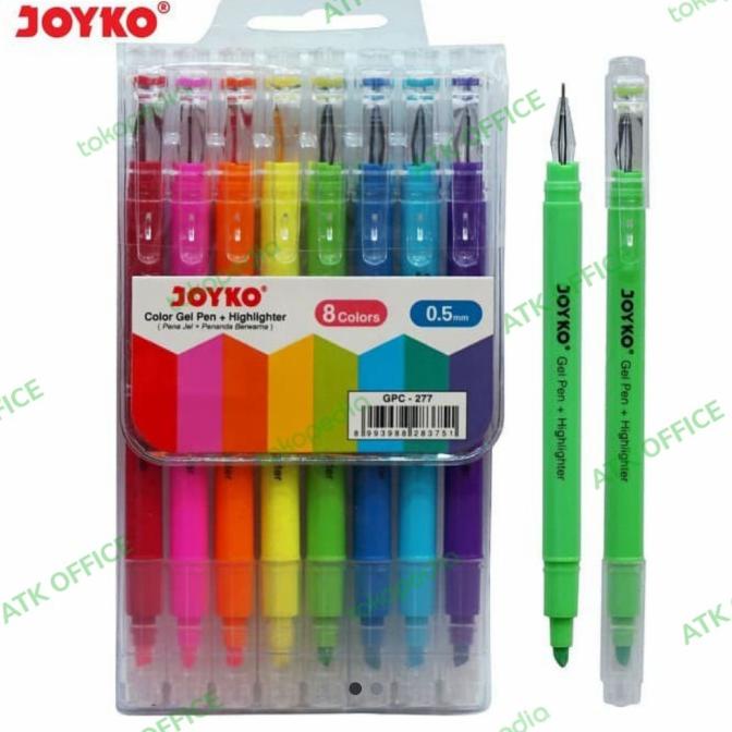 

color gel pen + highlighter Joyko Gpc 277 / Pena jel 8colors 0,5