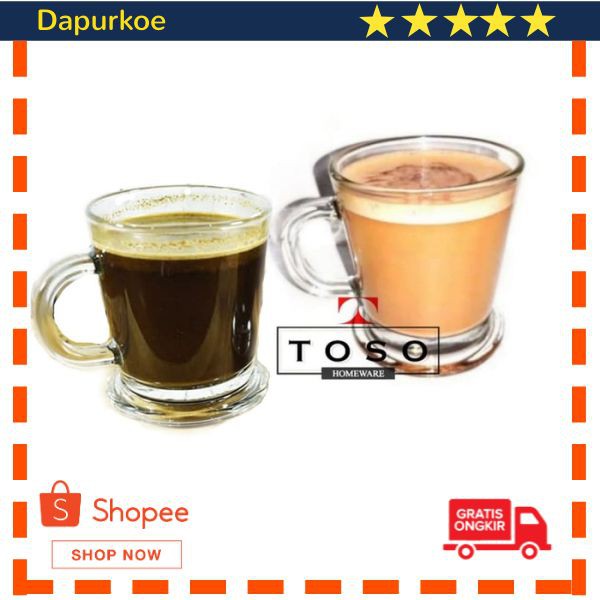 Terlaris Gelas Kaca Mug Cangkir Kopi Arabica Coffee Cappucino Cup Glass 180ml Keren