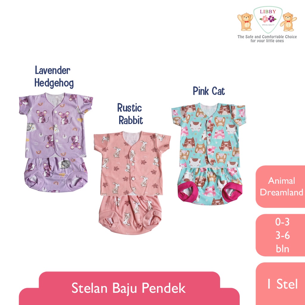 Libby setelan pendek+cln pop NEWBORN isi 3 pasang