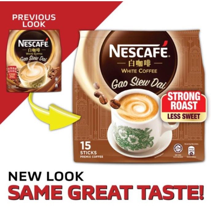 Nescafe Instant White Coffee Gao Siew Dai Strong Roast Less Sweet