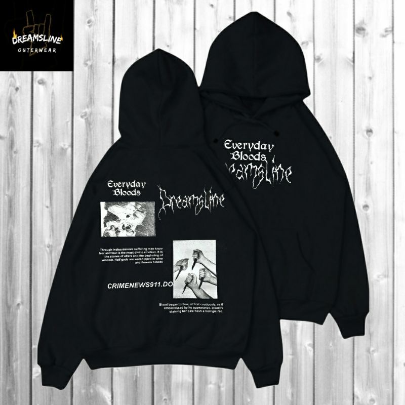 dreamsline outerwear everyday bloods sweater hoodie pria jaket wanita distro original jumper hitam m