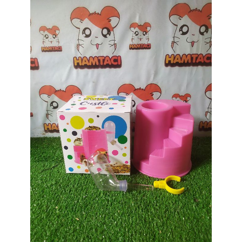 SWEET CASTLE / SET RUMAH DAN BOTOL HAMSTER/GERBIL/PETS