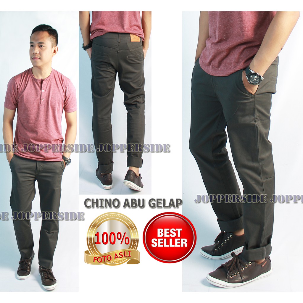 JOPPERSIDE Khusus Celana Panjang Chino Kerja Formal Santai BIG SIZE Jumbo Pria Abu Hitam Moca Krem