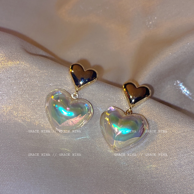 YEEZII Set Anting Mutiara Bentuk Hati Warna Emas Untuk Wanita