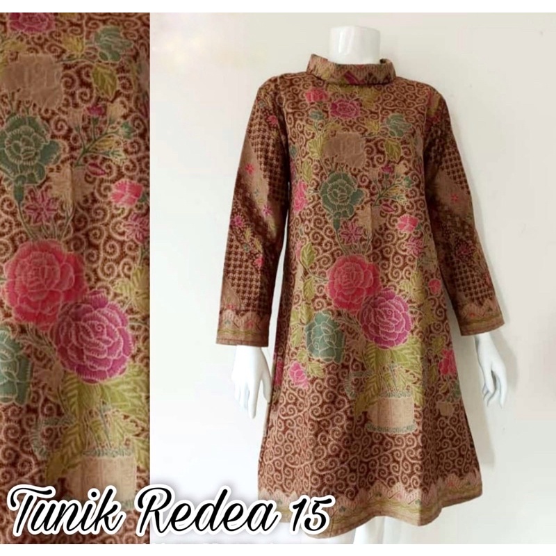 Jual Tunik Batik Panjang Modern Motif Encim Warna Klasik Model Krah Balik Shopee Indonesia