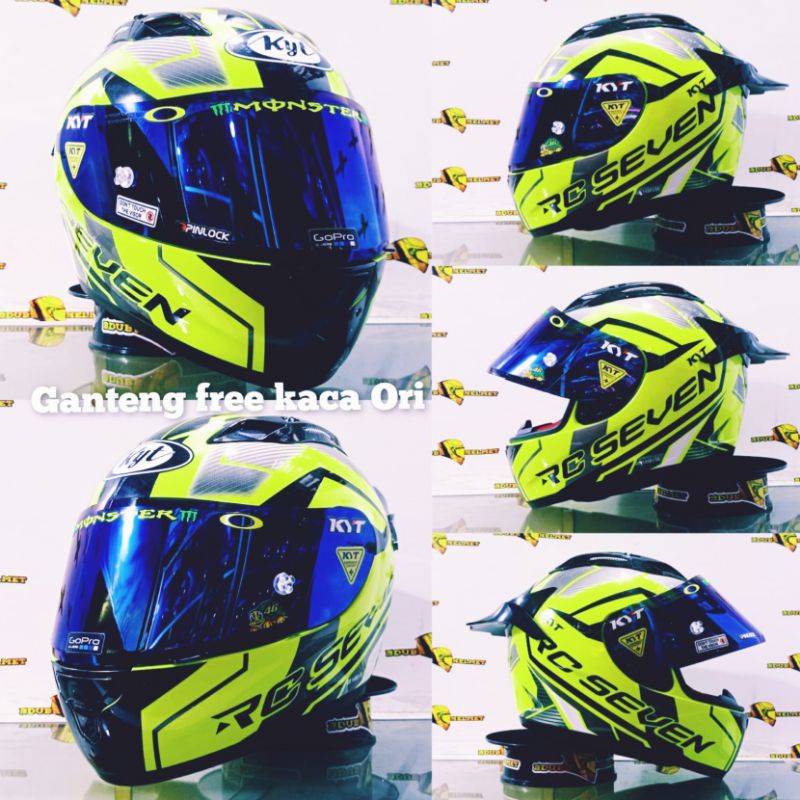 helm kyt full face rc seven motif #19 black white blue paket ganteng 100% baru Ori kyt-Paket ganteng top14