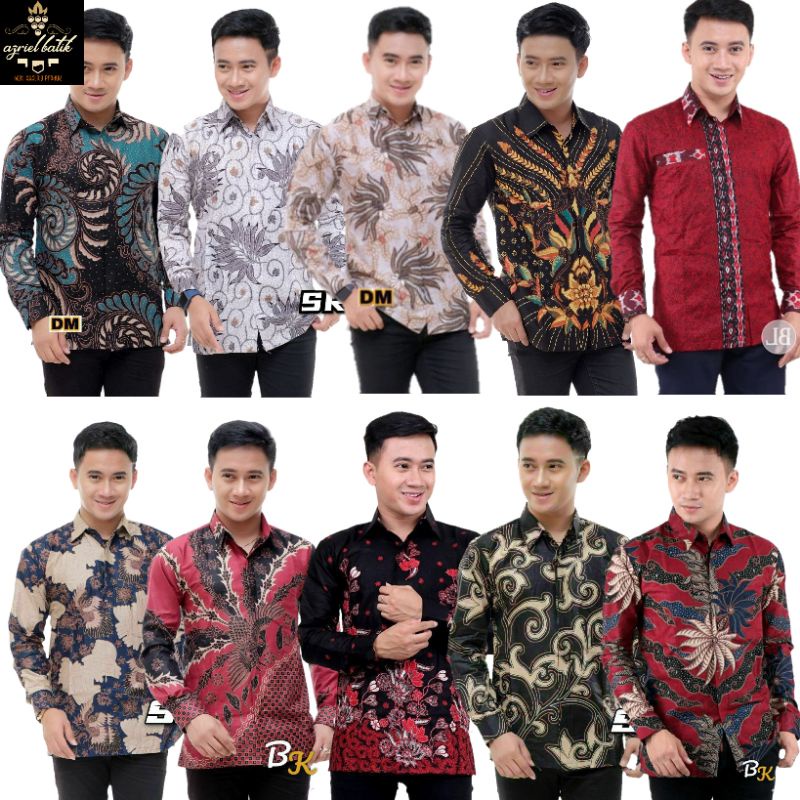 kemeja batik pria lengan panjang size m l xl xxl terlaris