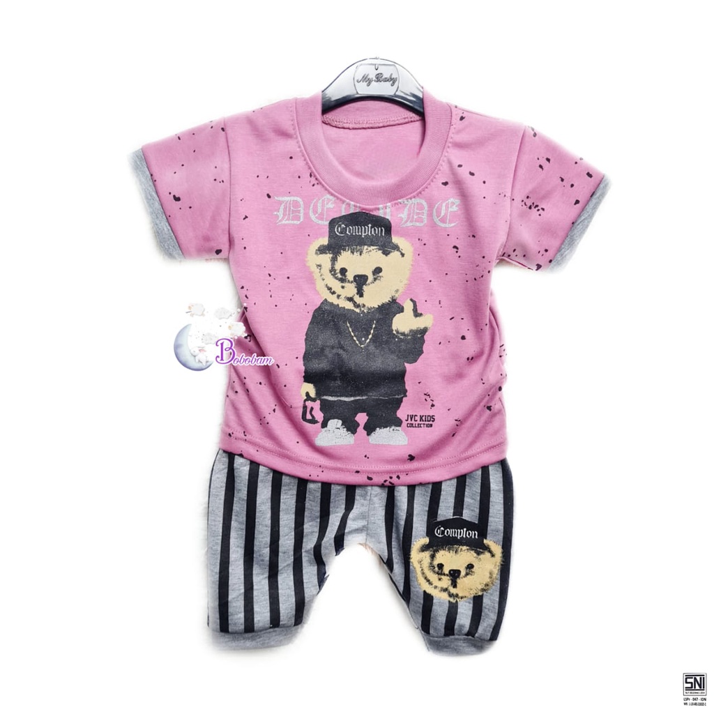 BAJU BAYI BOBOBAM BEAR CELANA STRIP SETELAN ANAK LAKI-LAKI / SETELAN ANAK HARGA GROSIR