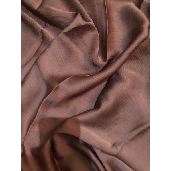 Premium Silk Shawl Laser cut Eyelash/Rayya Silk / Pashmina Satin Premium / Textured Silk/ Malay Shawl/ Crinkle Silk Catalog Part 1-Choco Bronze