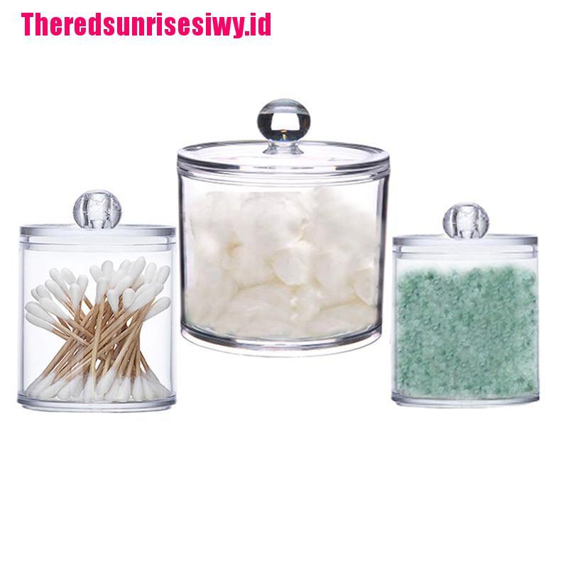 %Home &amp; living%%Clear Acrylic Cotton Pad Ear Bud Holder Cosmetic Makeup Organiser Storage Jars