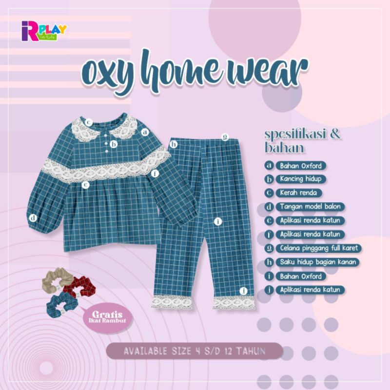 Afsheenastore Set Oxy Homewear / Setelan Anak Perempuan 4-12T