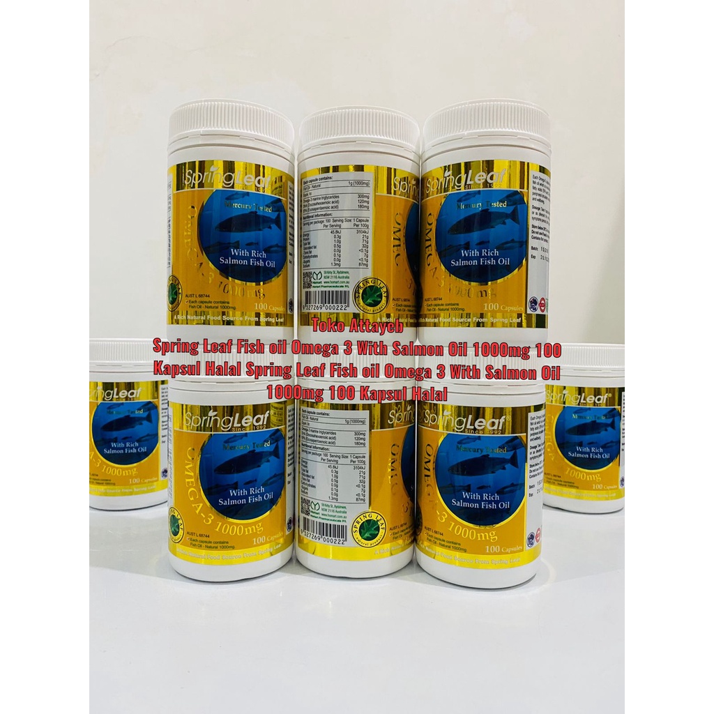 Spring Leaf Fish oil Omega 3 With Salmon Oil 1000mg 100 Kapsul Softgel Halal