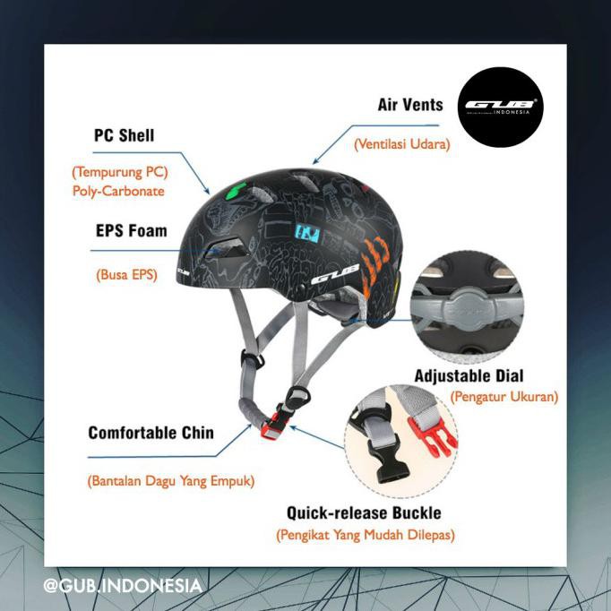 Wow Gub V1 Pro Bmx / Mtb / Road Bike Helmet Black Graffiti - Helm Sepeda - M Bagus