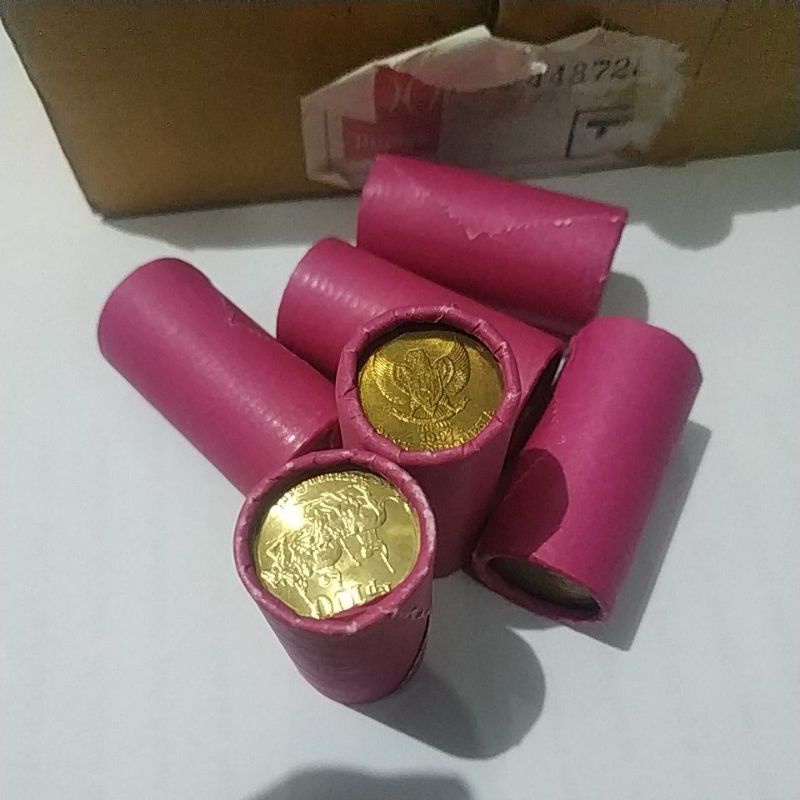 Roll uang kuno 100 rupiah karapan sapi koin rp.100 rp100 100 kuning sedia roll 50 100 200 1000