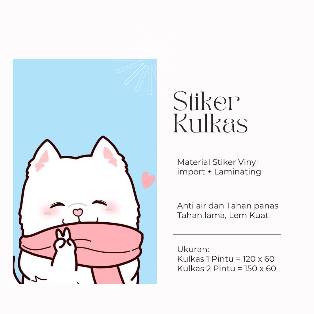 Stiker Kulkas 1 Pintu dan 2 Pintu Motif kucing Kode K-G2 - FX