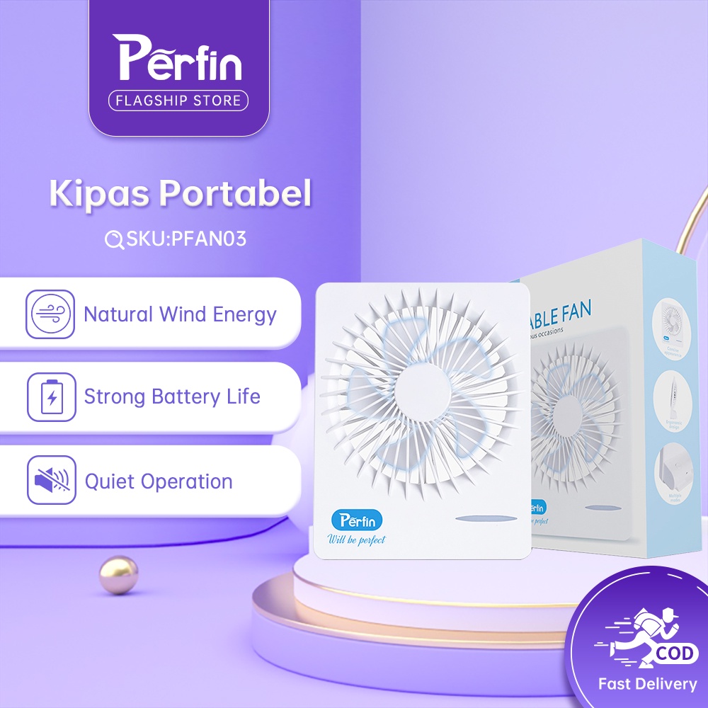 Perfin PFAN03 Kipas Angin Mini Portable USB 3-Speed