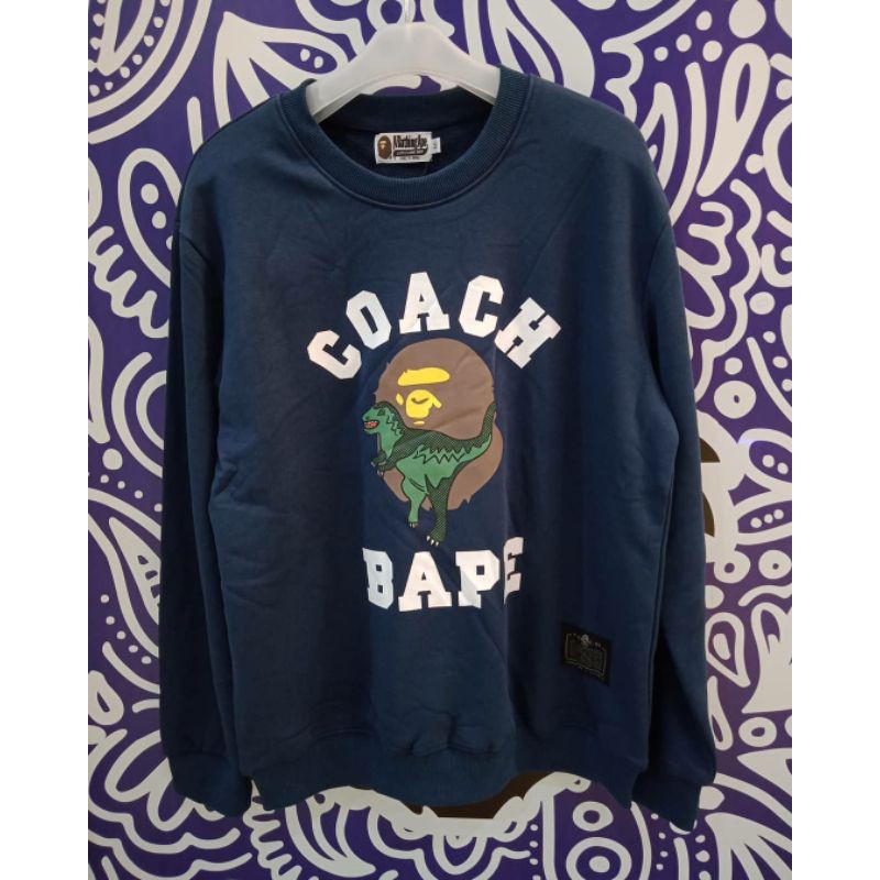Sweater Bape X Coach Rexy Crewneck warna Navy