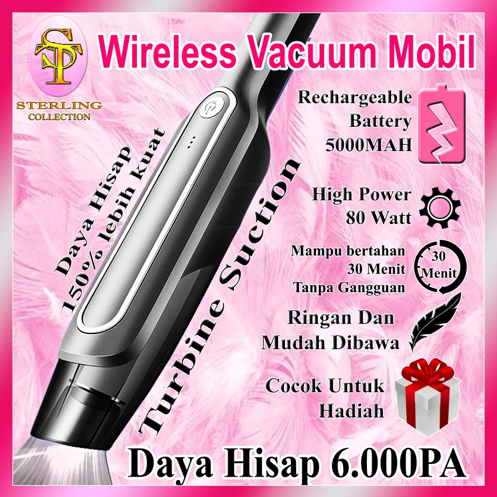 Vacuum Cleaner Mobil Portabel Vacuum mobil Wireless alat hisap debu Mobil