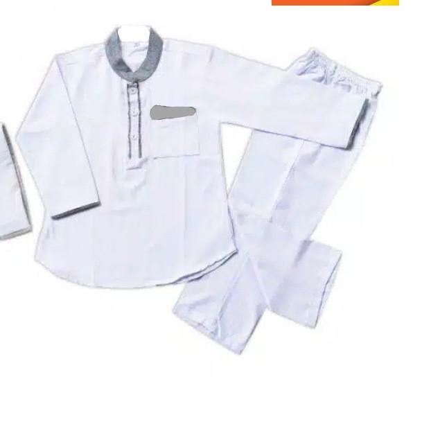 ♘ Koko Kurta Hadroh Putih / Setelan Busana Muslim Anak Laki-Laki Baju koko Putih Hadroh ◘