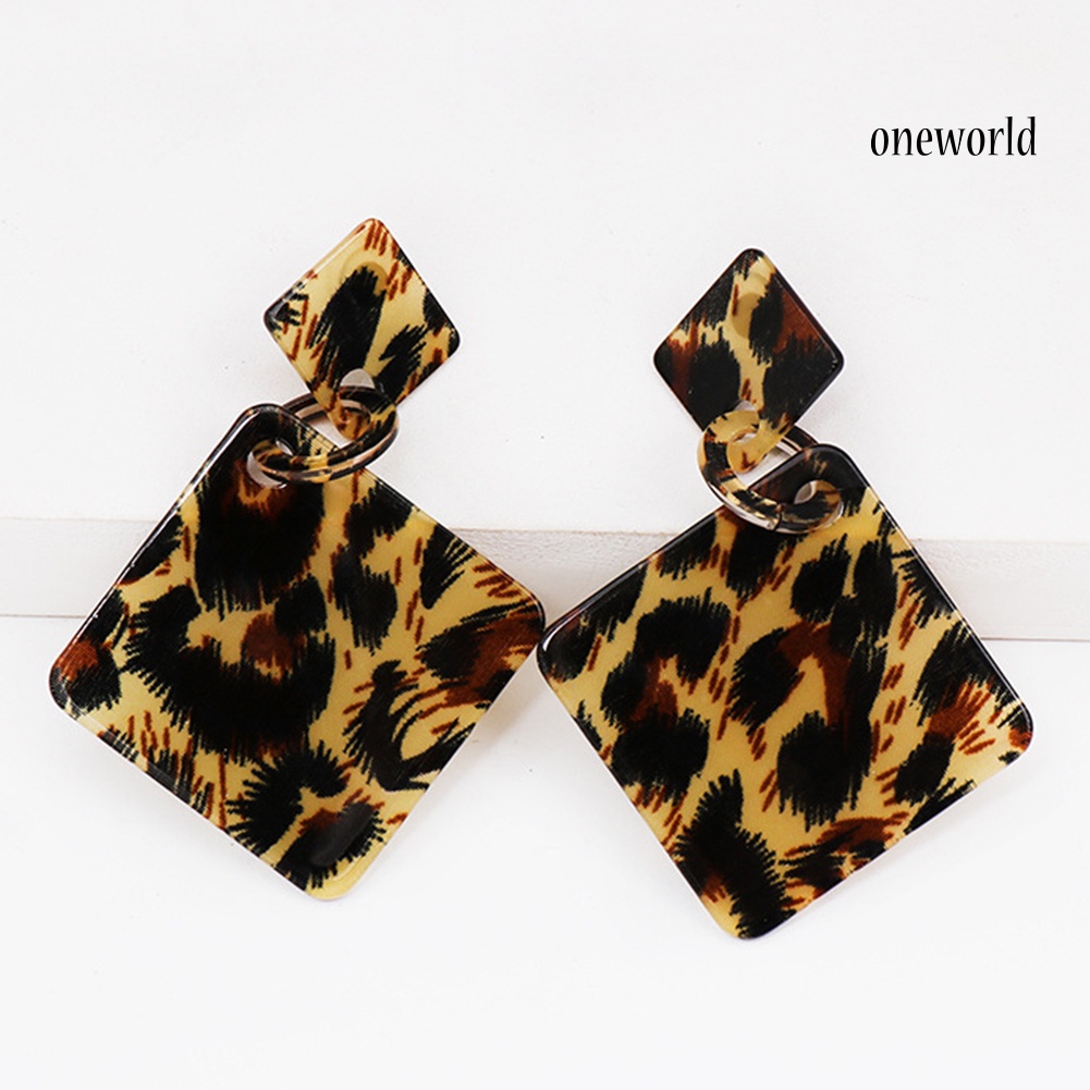 OW@ Fashion Geometric Acetate Leopard Eardrop Earrings Party Jewelry Accessory Gift