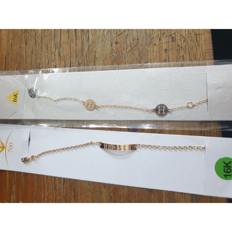 gelang rantai plat fashion huruf h emas asli 700 70% logo 16k gold hwt dewasa