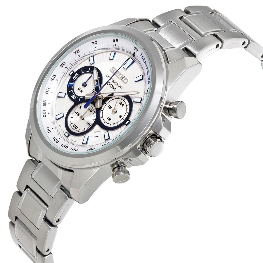 Seiko Quartz SSB239P1 Chronograph White-Blue | Jam Pria SSB239