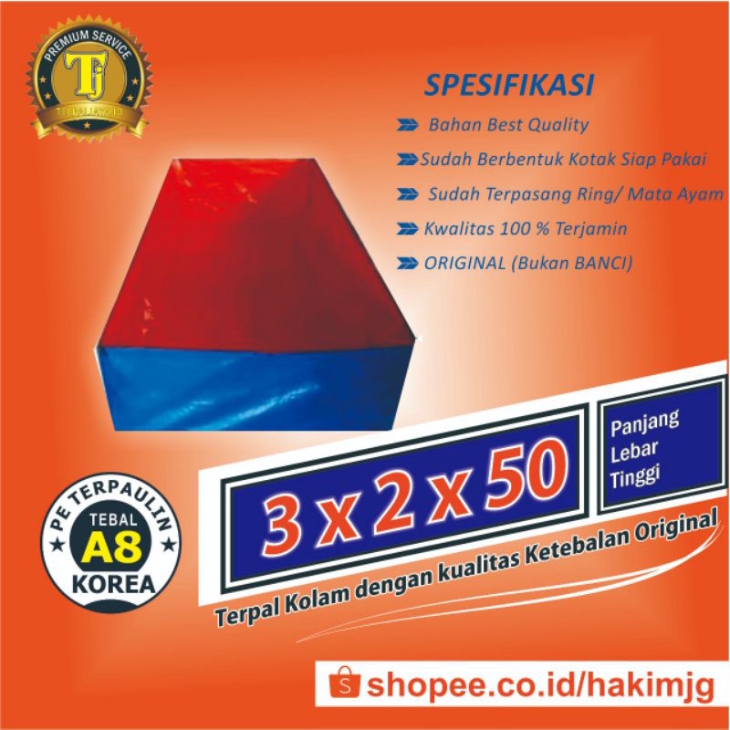 TERPAL KOLAM MURAH A8 ukuran 2x3x0,5