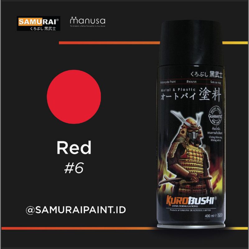 SAMURAI PAINT #6 RED CAT SEMPROT SPRAY WARNA MERAH tahan bensin bukan merk PYLOX DITON SAPPORO ULTIM