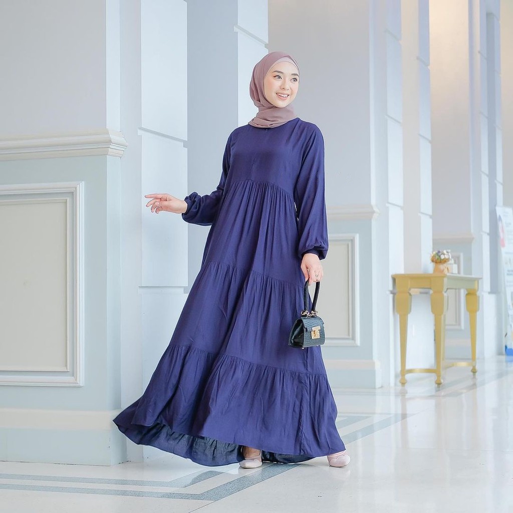 JUMBO - JESICA DRESS - GAMIS WANITA TERBARU - BAHAN RAYON POLOS - LD 125 - MURAH - COD-Navy