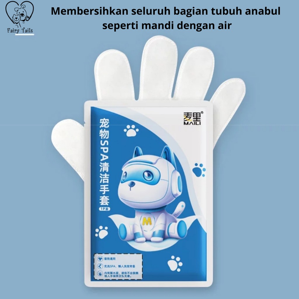 Sarung Tangan Pembersih Spa / Tissue Tisu Basah Untuk Anjing dan Kucing Tanpa Mandi / Pet Spa Cleaning Gloves Grooming Perawatan dan Kebersihan Anabul