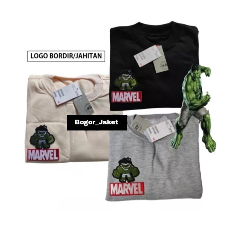 Crewneck Avengers Motif Hulk / Sweater Crewneck Marvel / Crewneck Super Hero Bordir Pria & Wanita